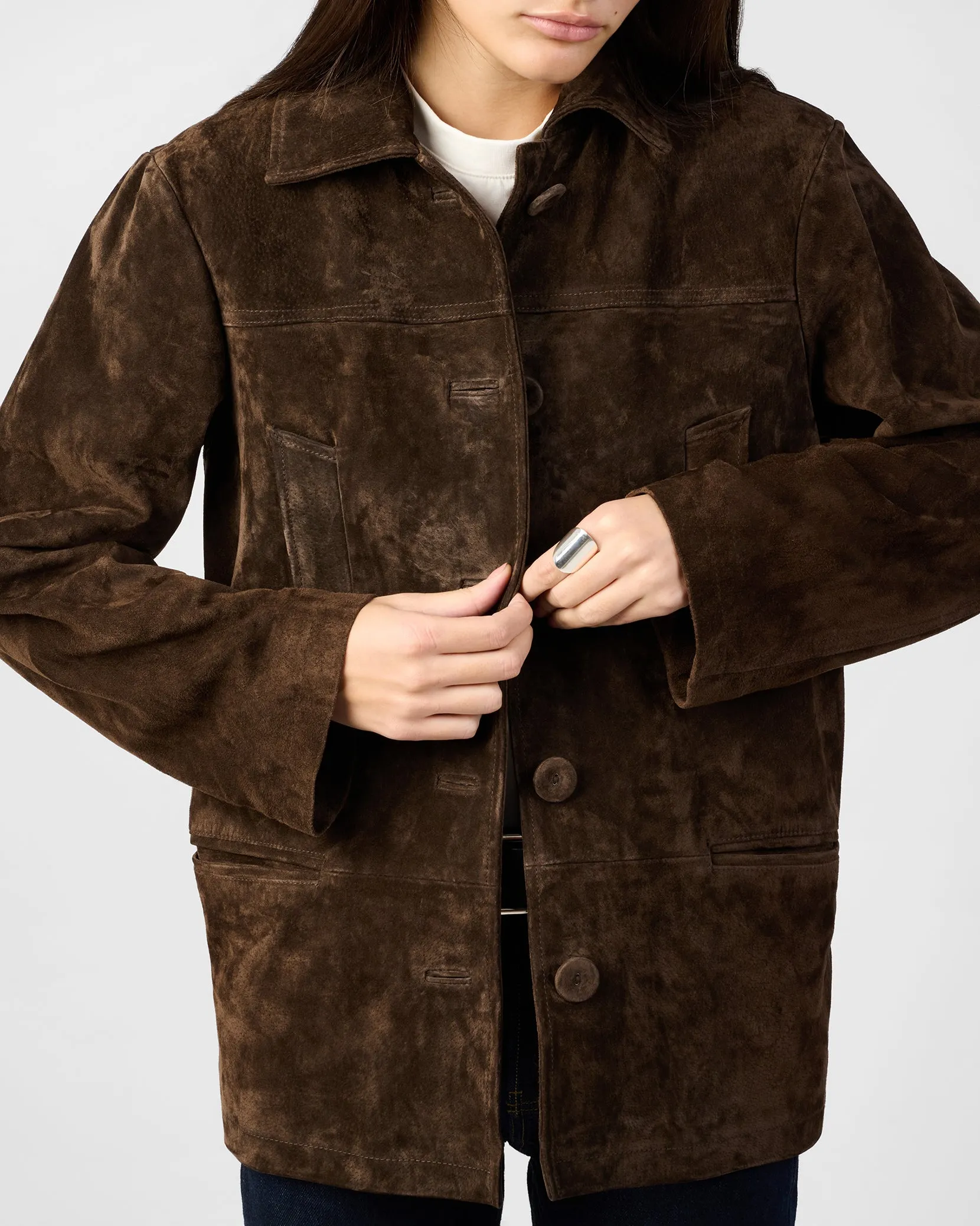 Premium Suede Button Front Jacket sold by WeWoreWhat product image thumbnail 5