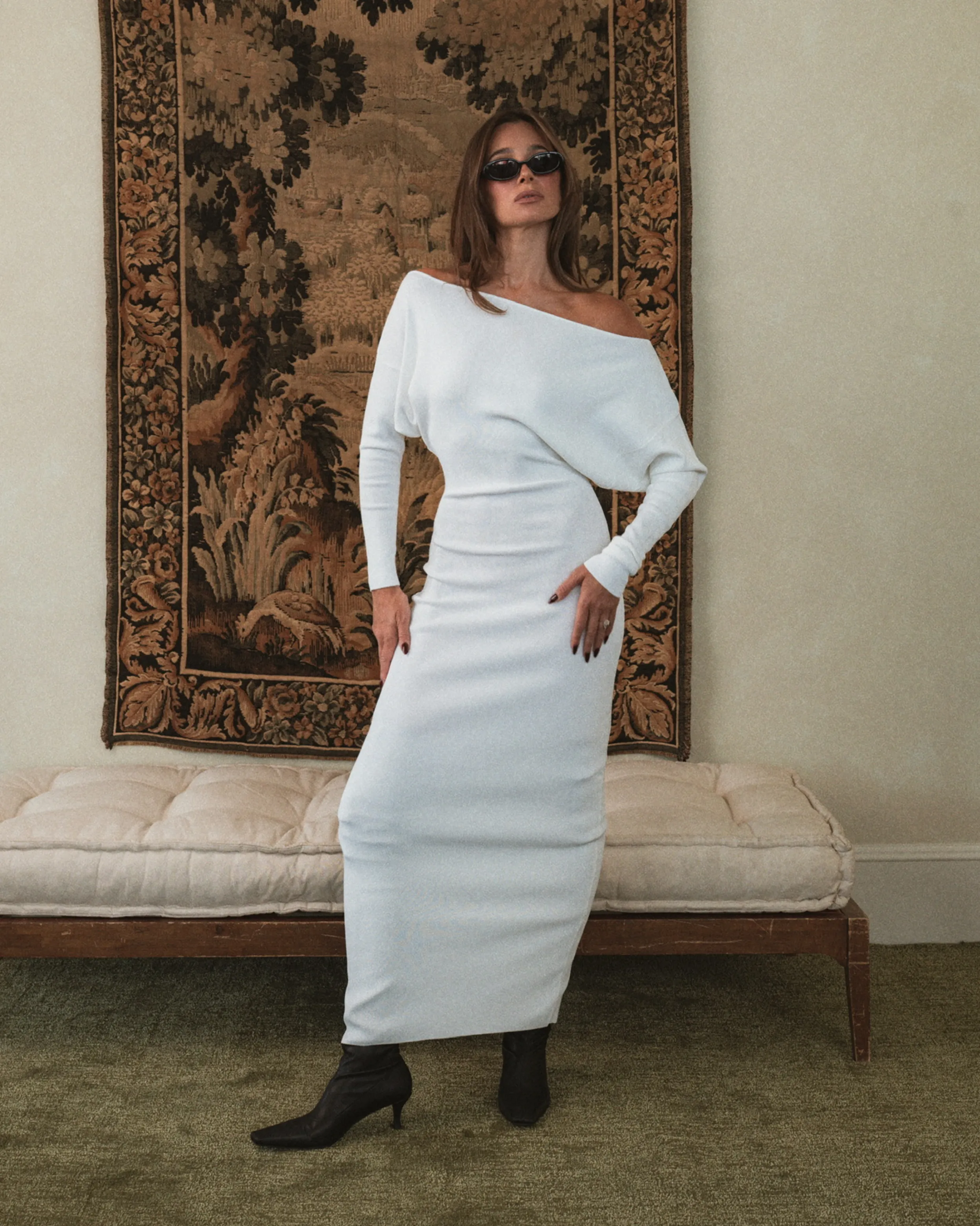 Off Shoulder Sweater Midi Dress sold by WeWoreWhat