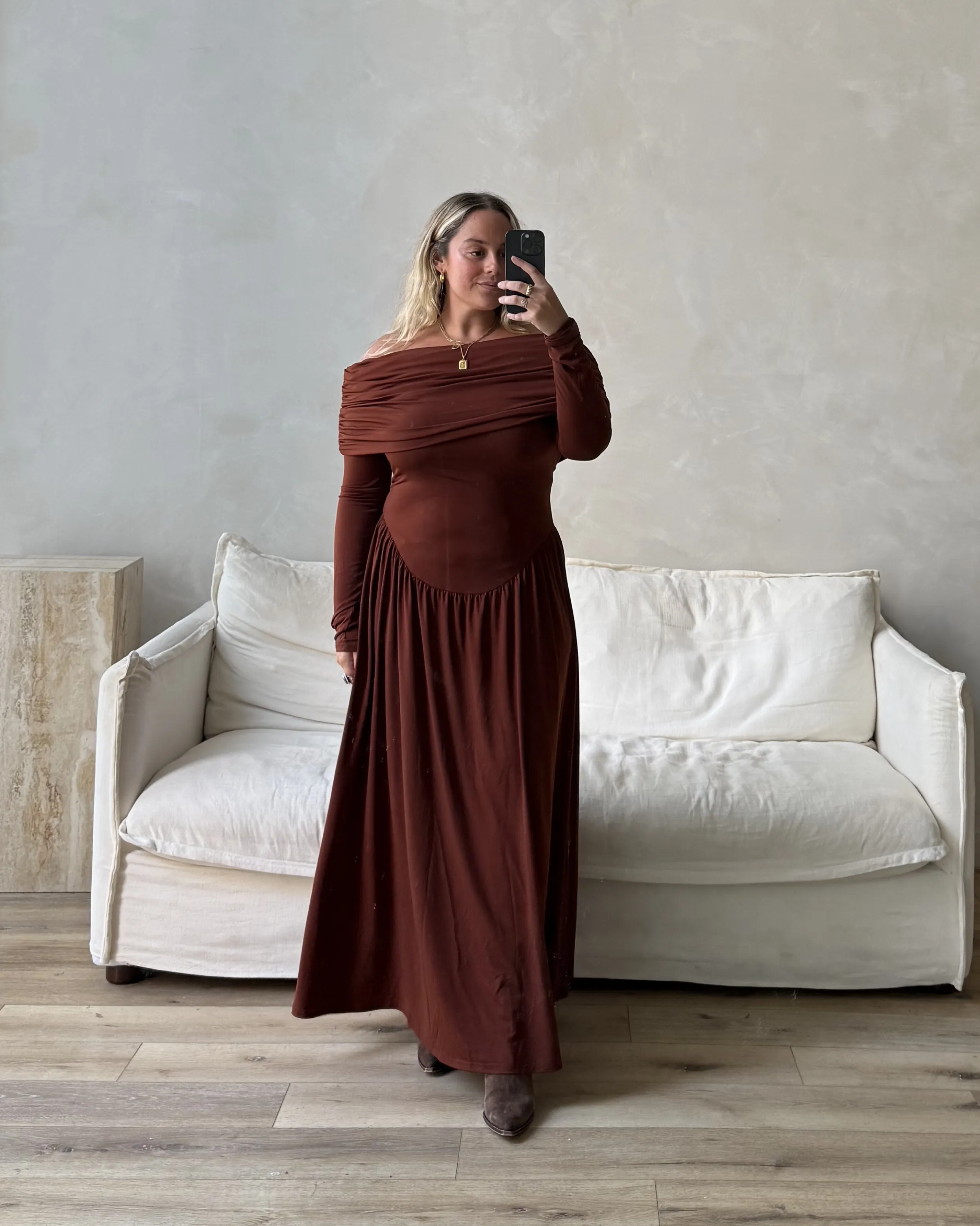 Off Shoulder Ruched Midi Dress sold by WeWoreWhat product image thumbnail 2