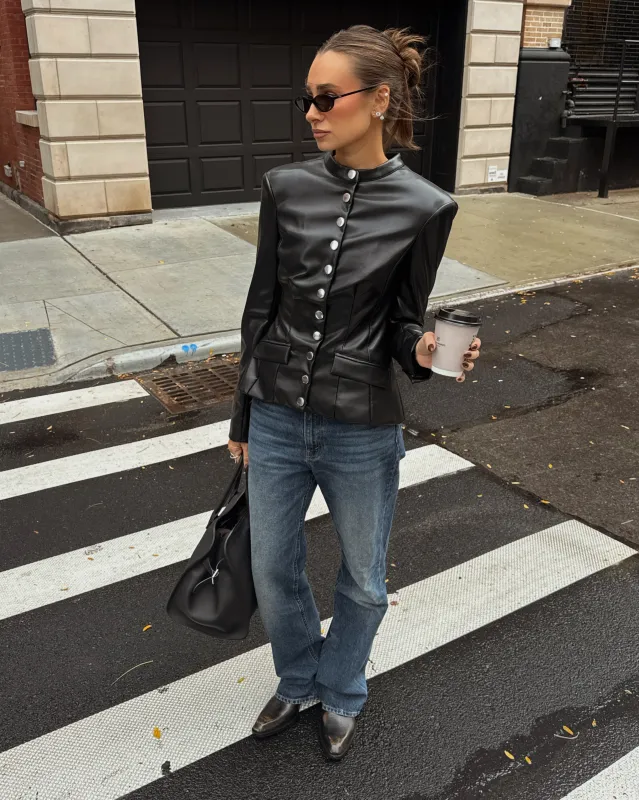 Vegan Leather Military Jacket sold by WeWoreWhat