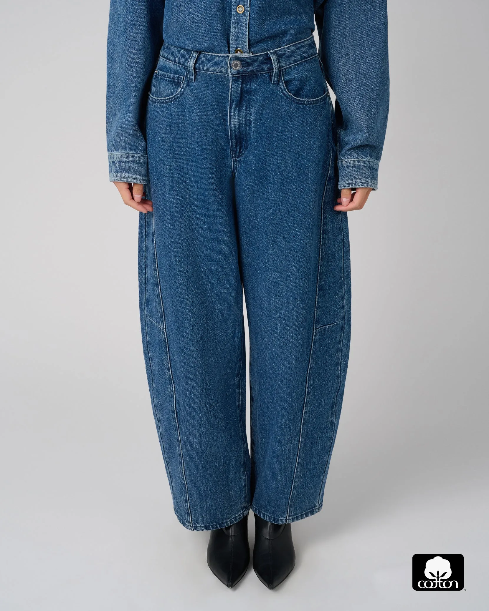Mid Rise Barrel Jeans sold by WeWoreWhat