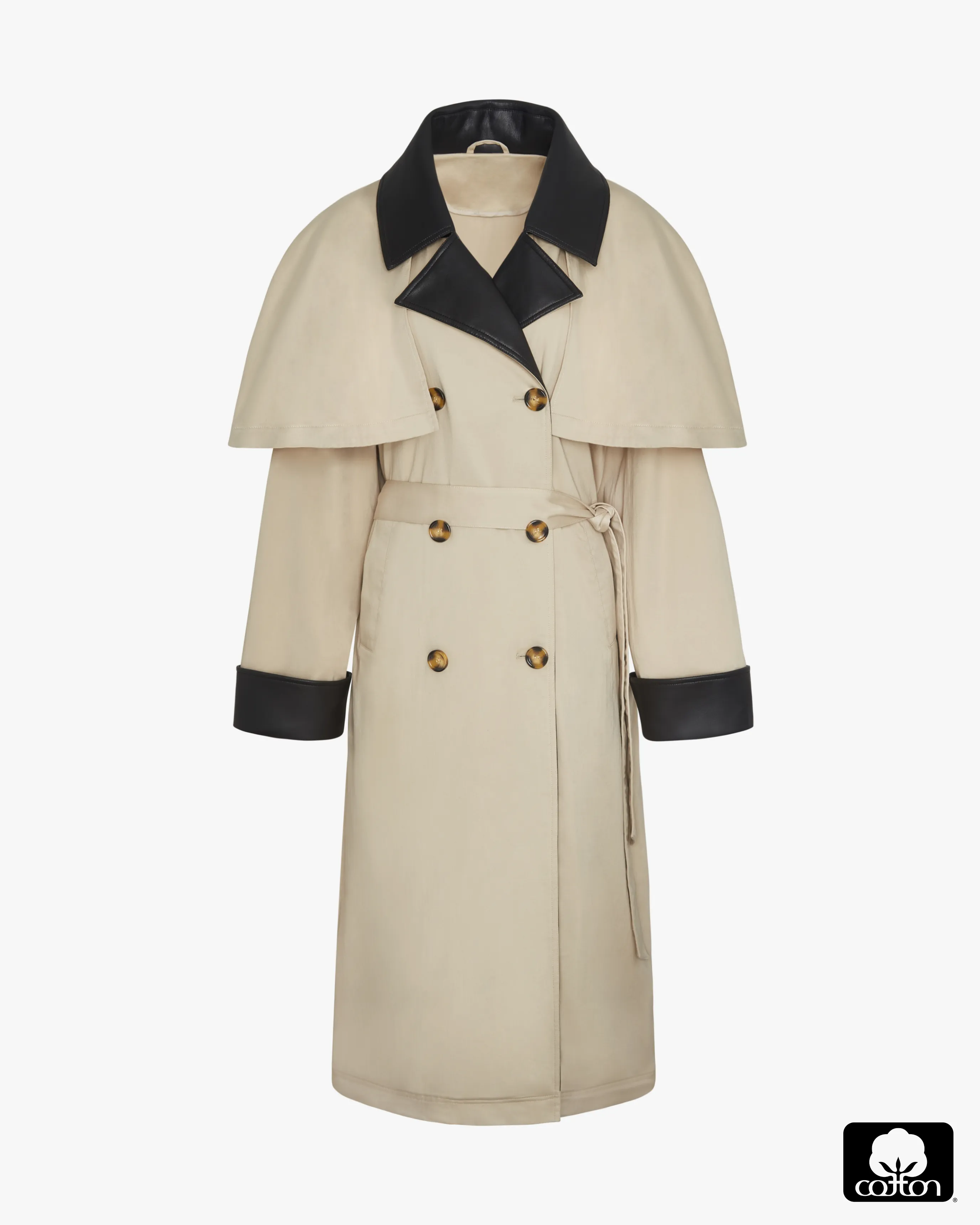 Vegan Leather Trim Trench Coat sold by WeWoreWhat product image thumbnail 3