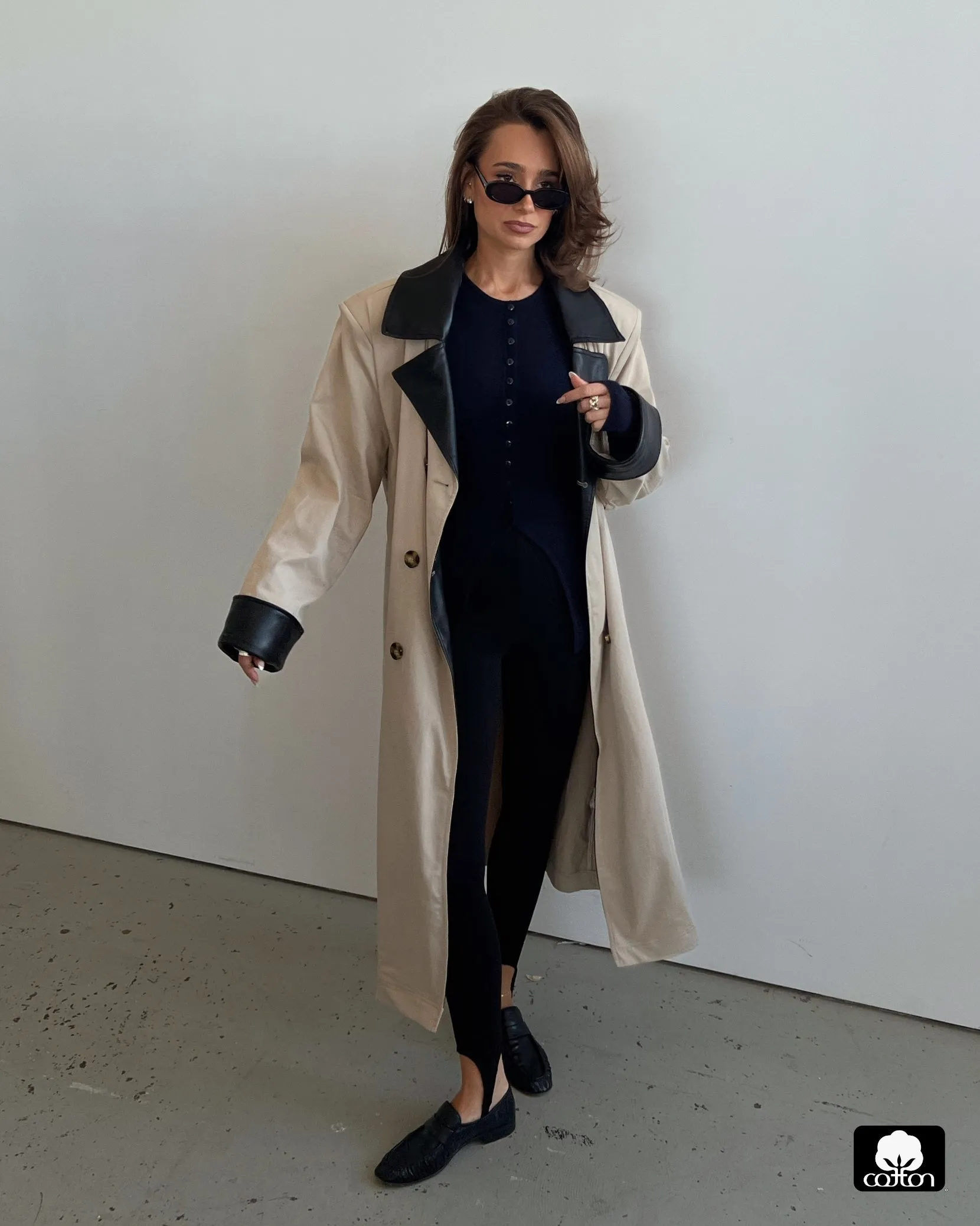 Vegan Leather Trim Trench Coat sold by WeWoreWhat