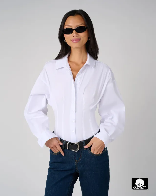 Balloon Sleeve Button Up Bodysuit sold by WeWoreWhat