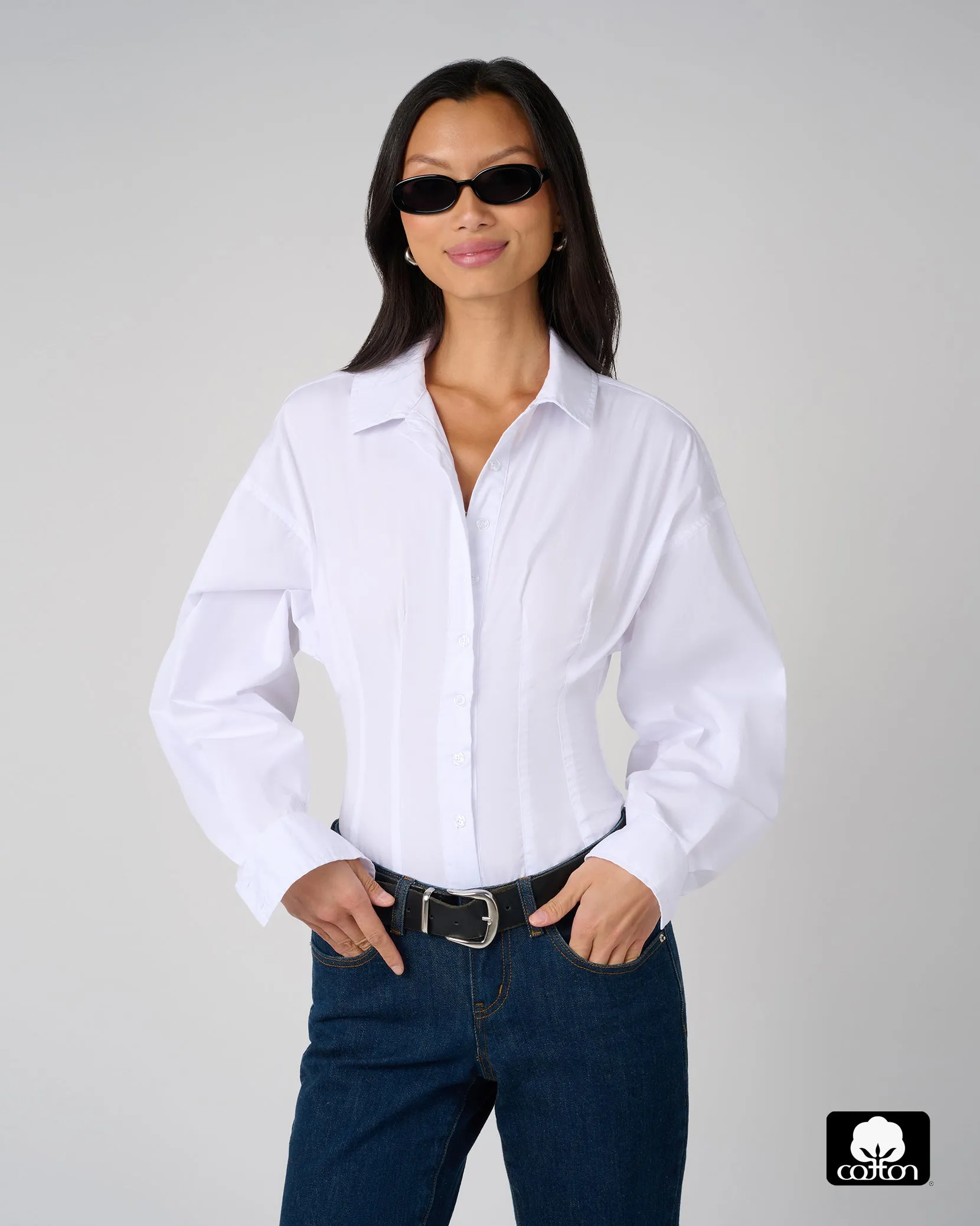 Balloon Sleeve Button Up Bodysuit sold by WeWoreWhat