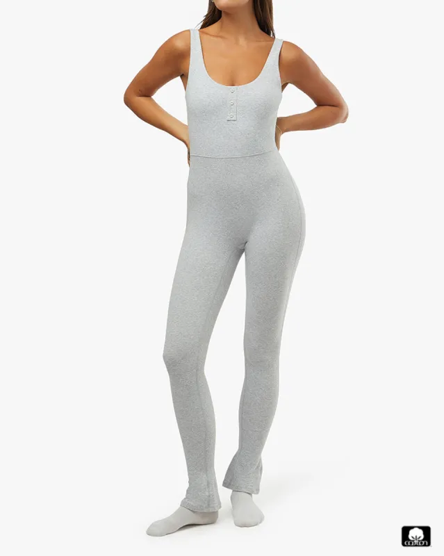 Henley Flare Jumpsuit sold by WeWoreWhat