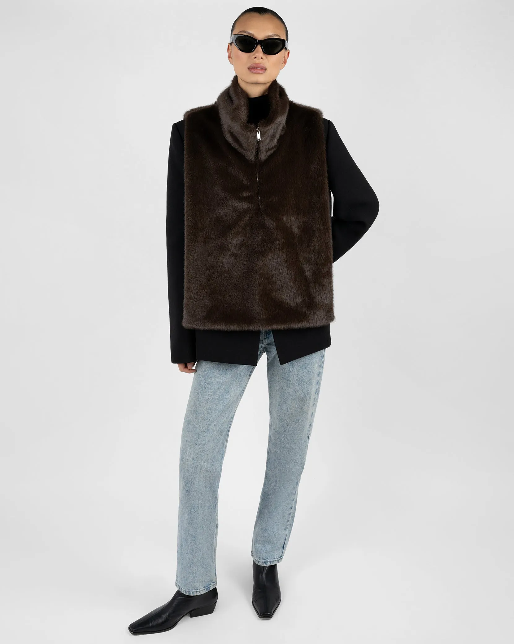 Faux Fur Mockneck Vest sold by WeWoreWhat product image thumbnail 4