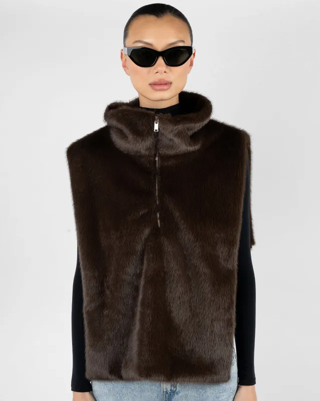 Faux Fur Mockneck Vest sold by WeWoreWhat
