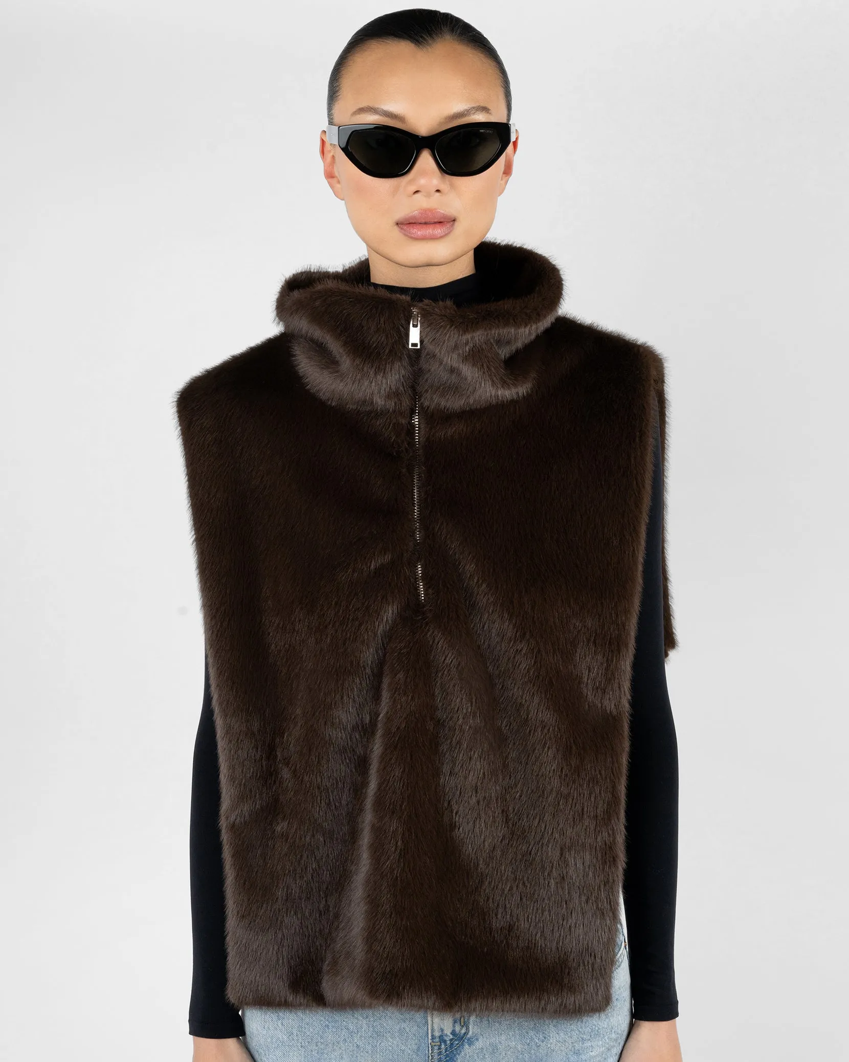Faux Fur Mockneck Vest sold by WeWoreWhat