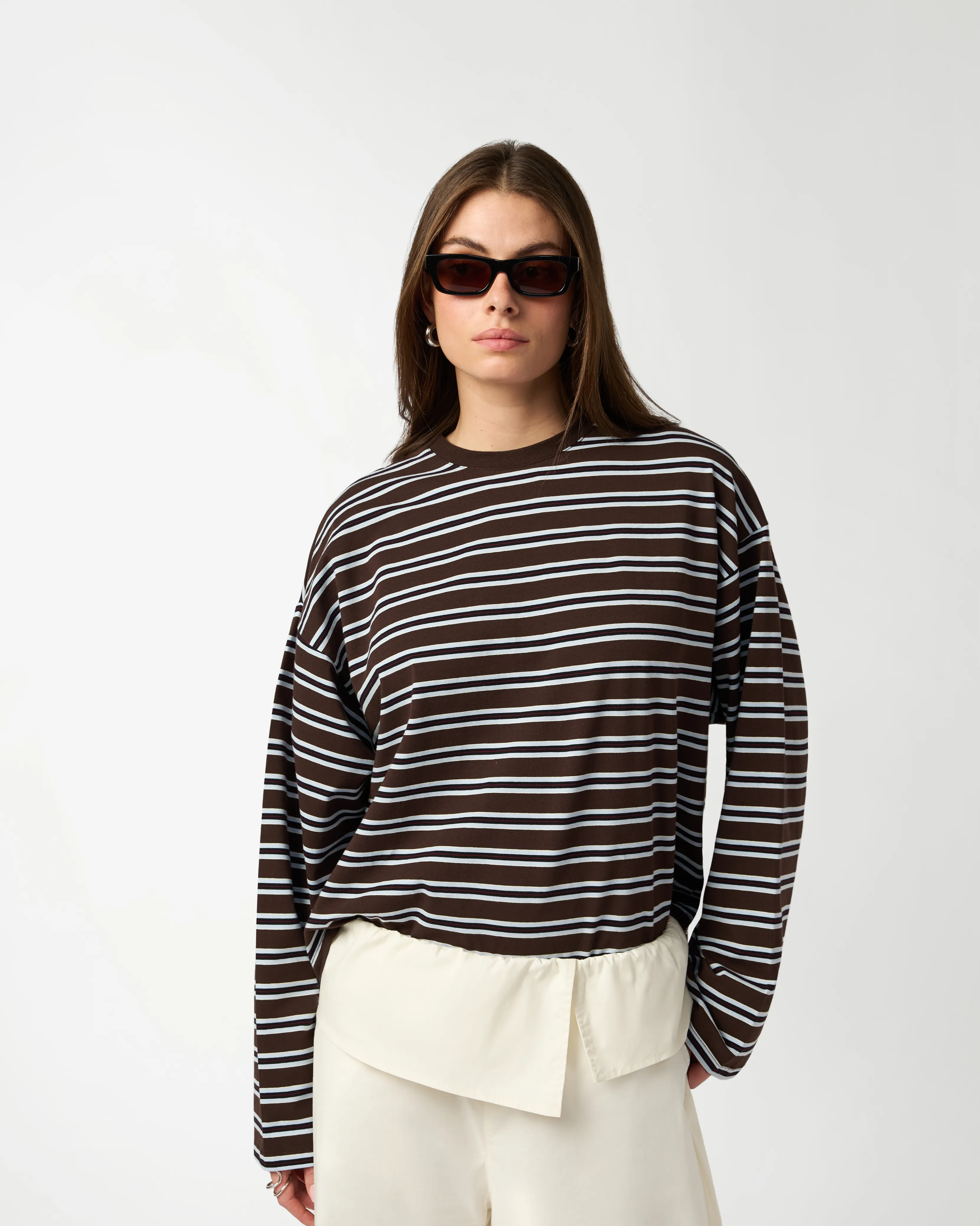 Boxy Oversized Striped Crew Neck Top sold by WeWoreWhat product image thumbnail 2