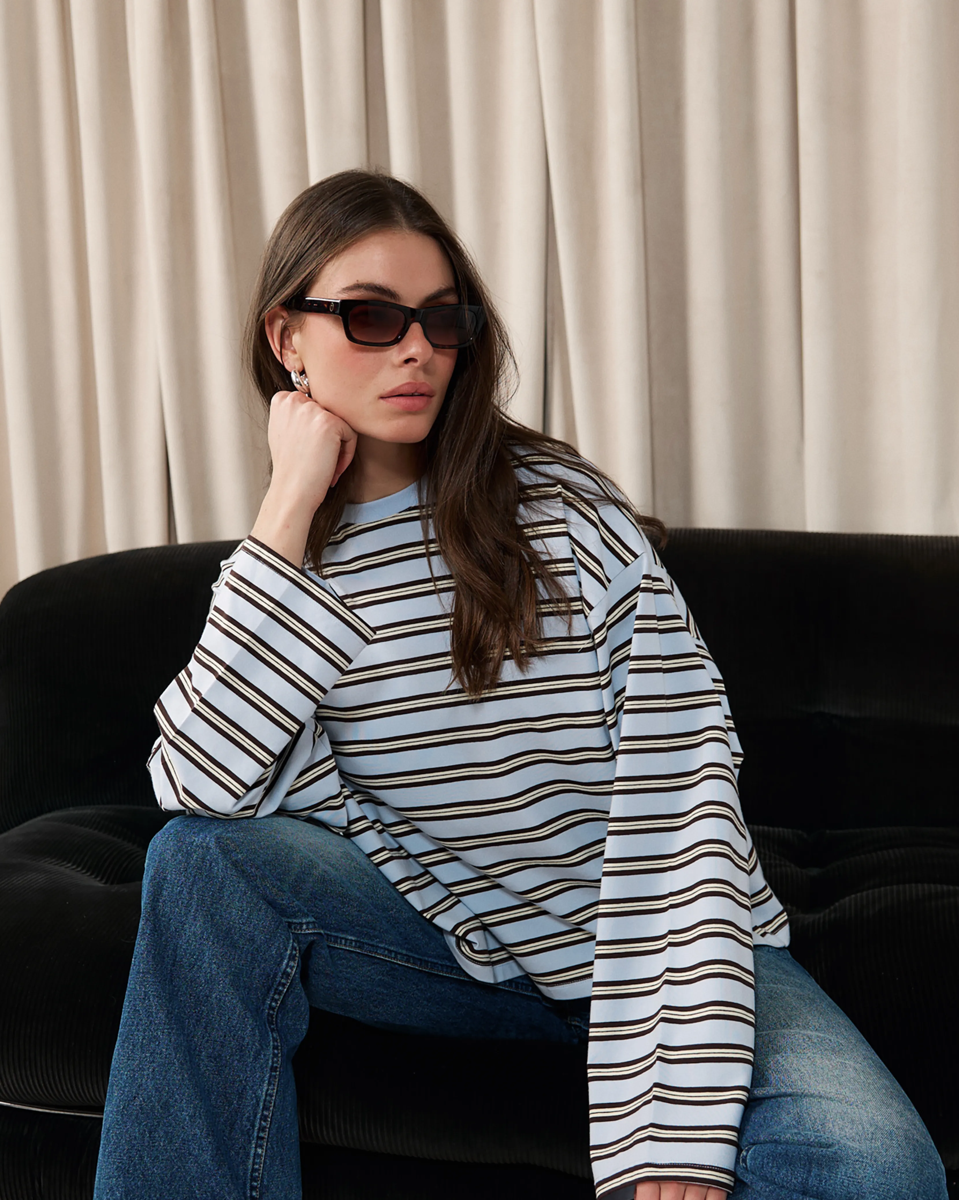Boxy Oversized Striped Crew Neck Top sold by WeWoreWhat product image thumbnail 4