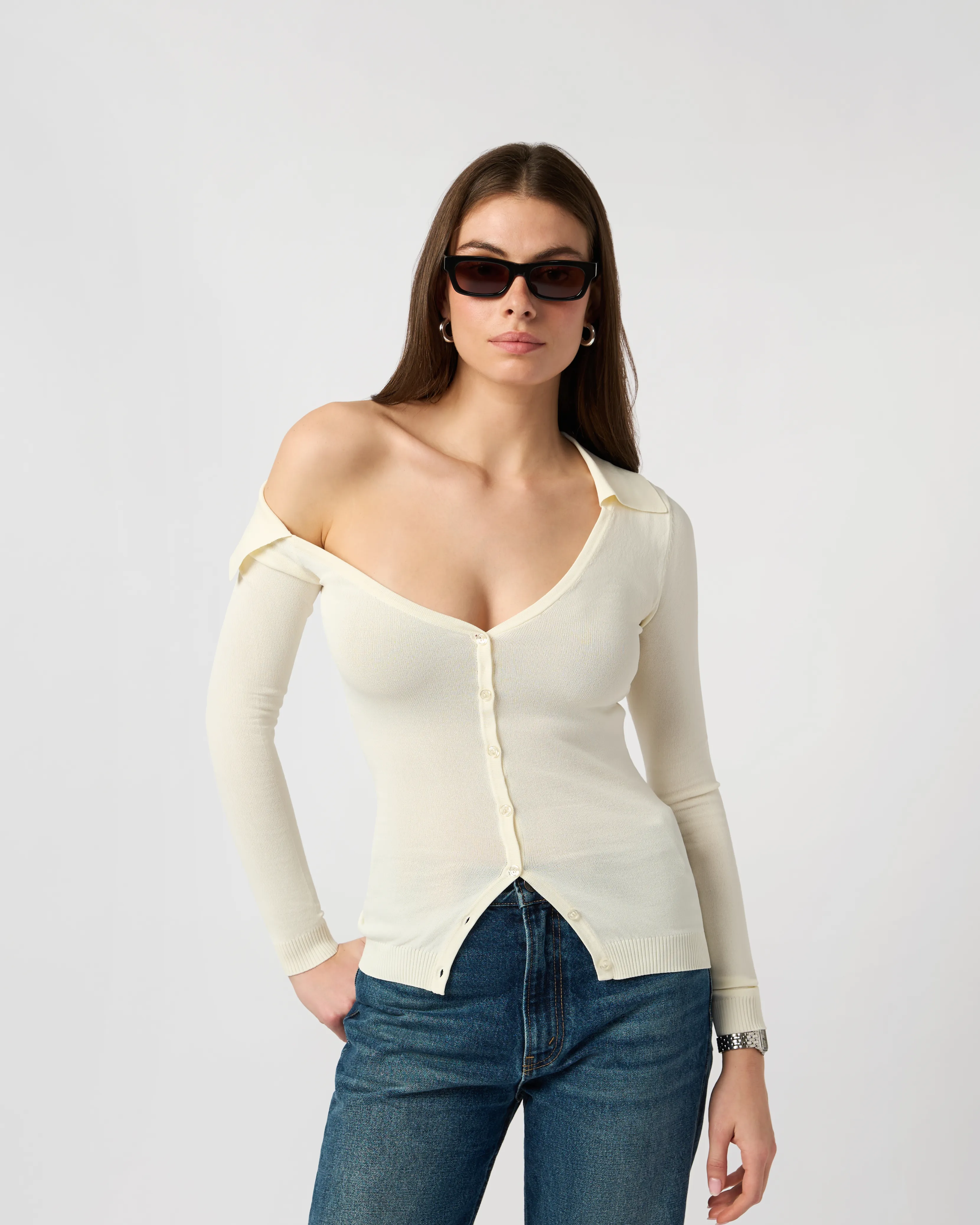 Off Shoulder Collared Shirt sold by WeWoreWhat product image thumbnail 2