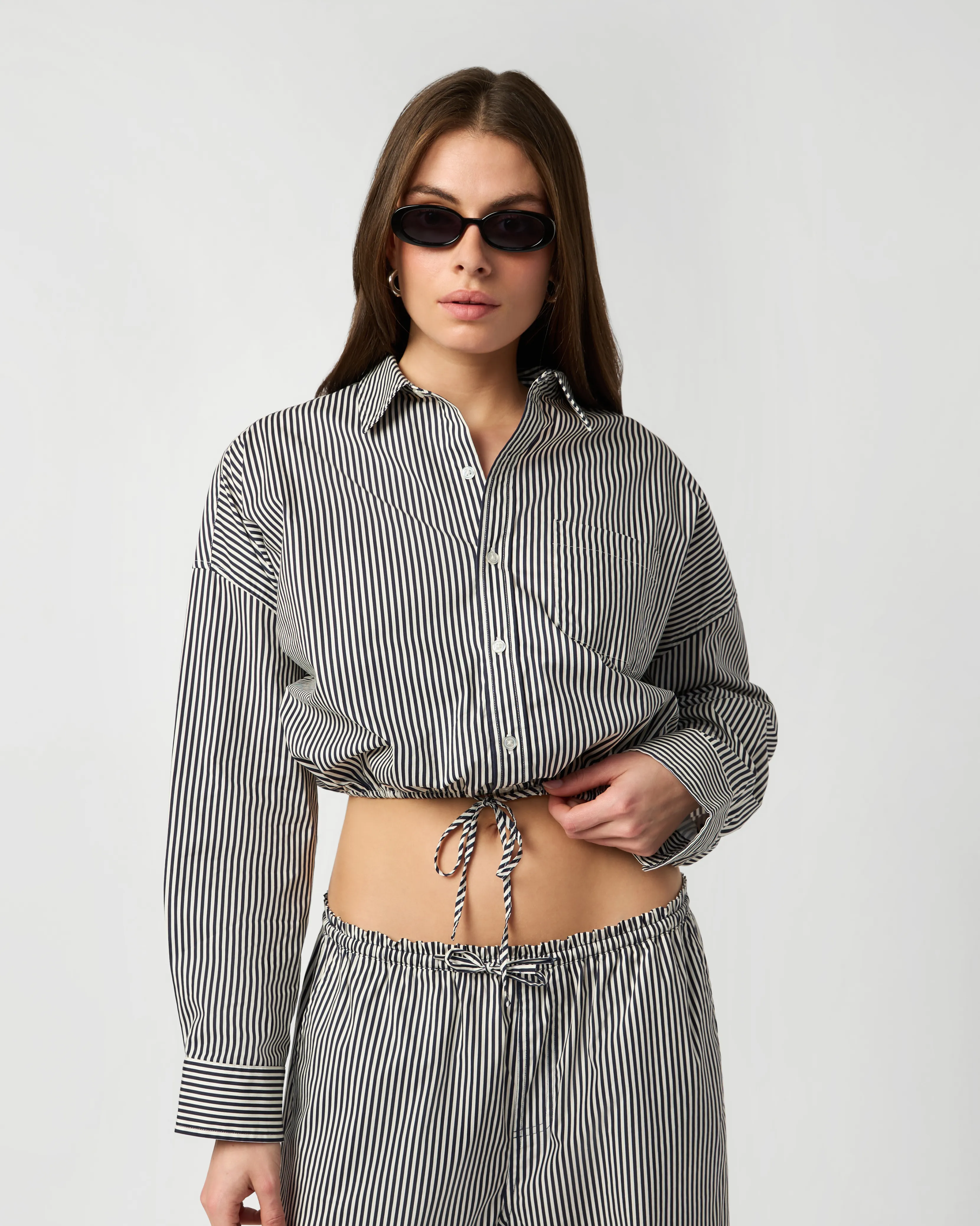 Striped Bubble Button Up Poplin Shirt sold by WeWoreWhat