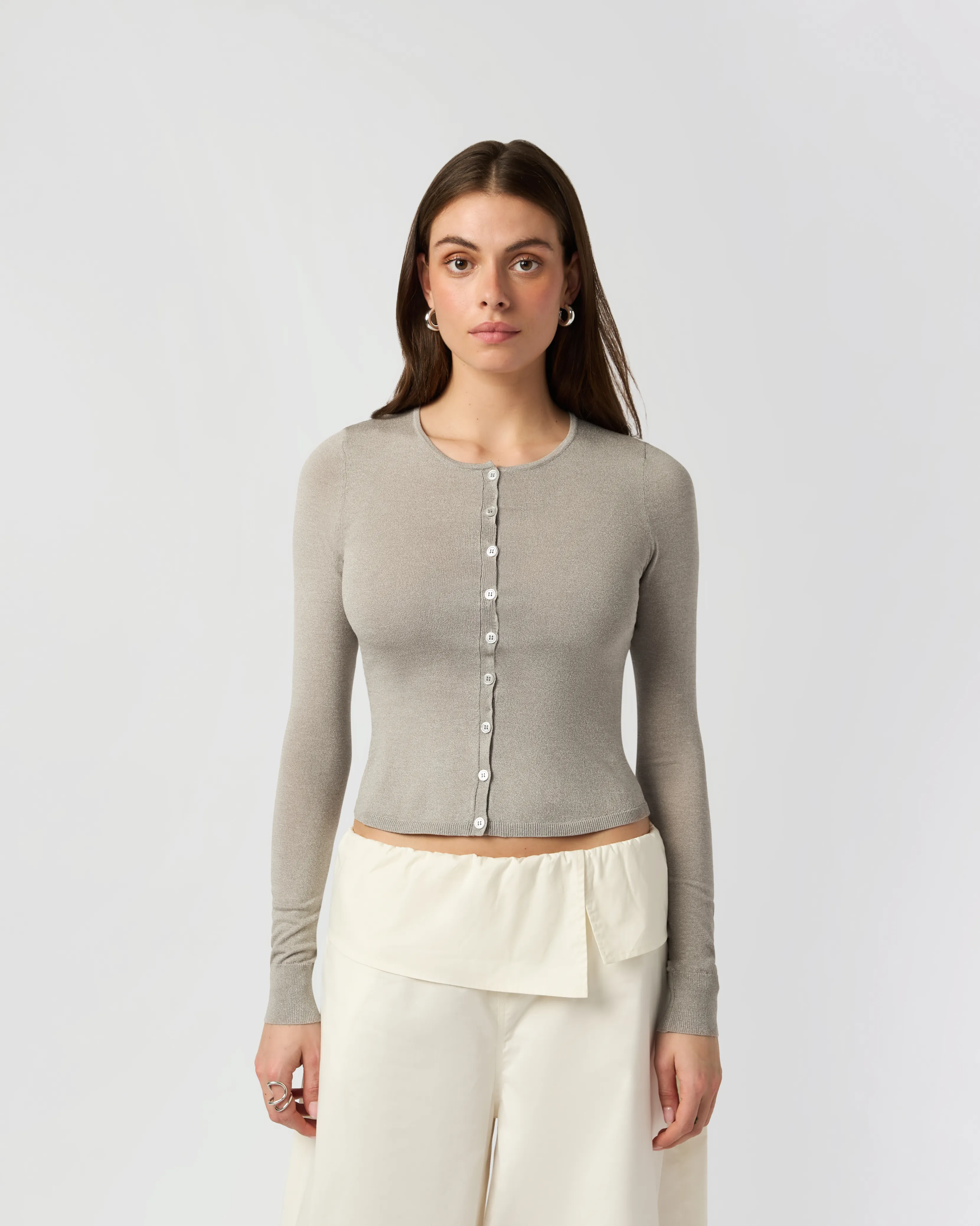 Fitted Heather Grey Cardigan sold by WeWoreWhat product image thumbnail 2