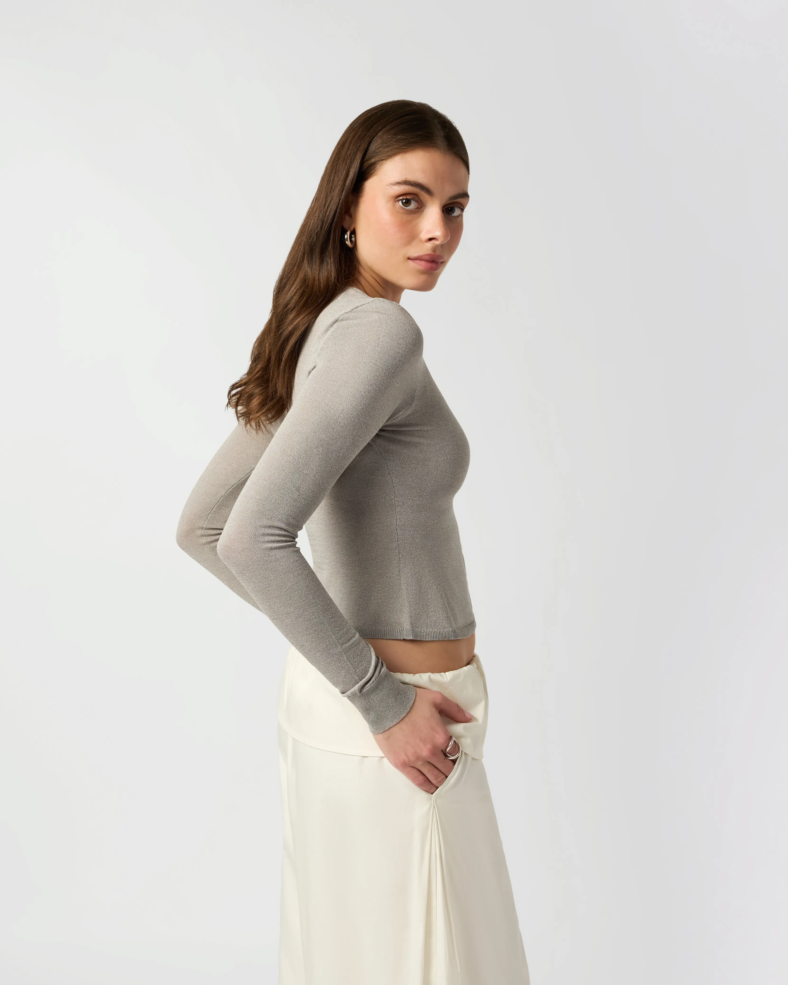 Fitted Heather Grey Cardigan sold by WeWoreWhat product image thumbnail 5