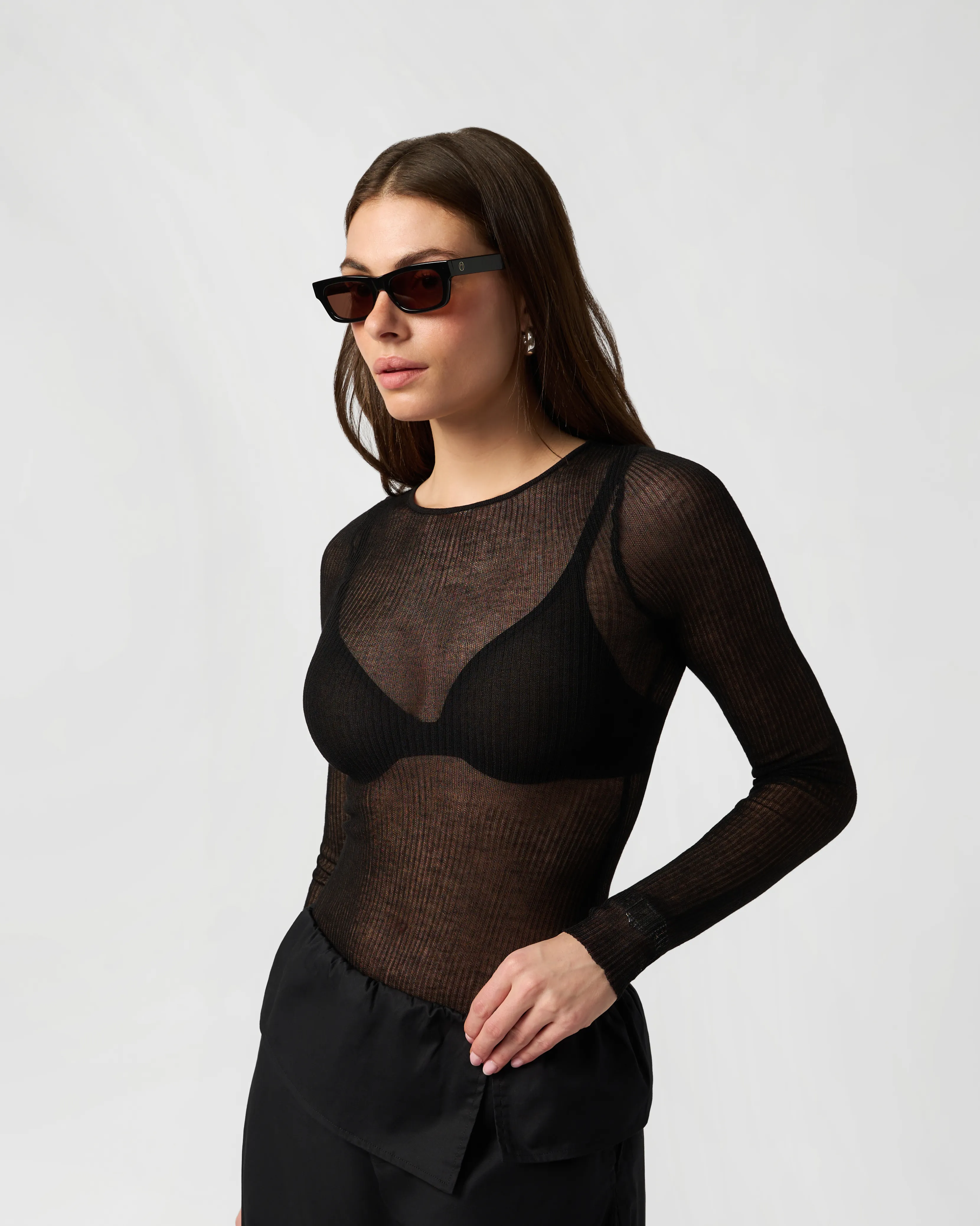Sheer Ribbed Long Sleeve Top sold by WeWoreWhat product image thumbnail 2
