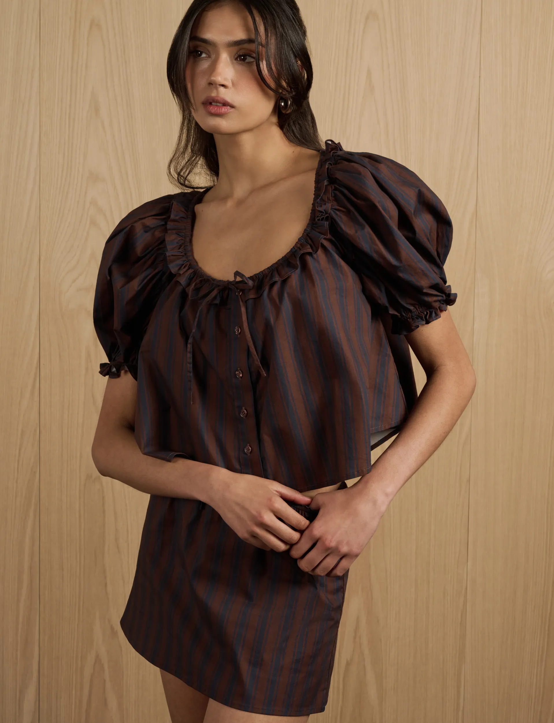 Puff Sleeve Button Up Top sold by WeWoreWhat product image thumbnail 2