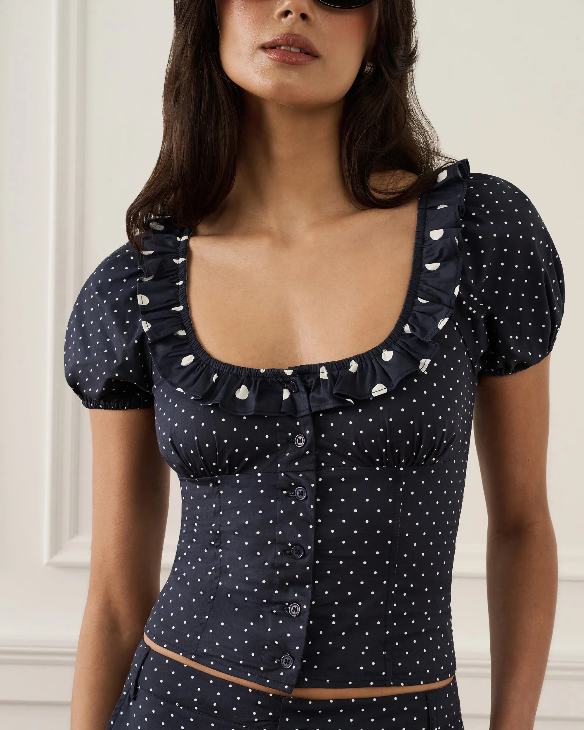 Ruffle Button Up Top sold by WeWoreWhat product image thumbnail 5