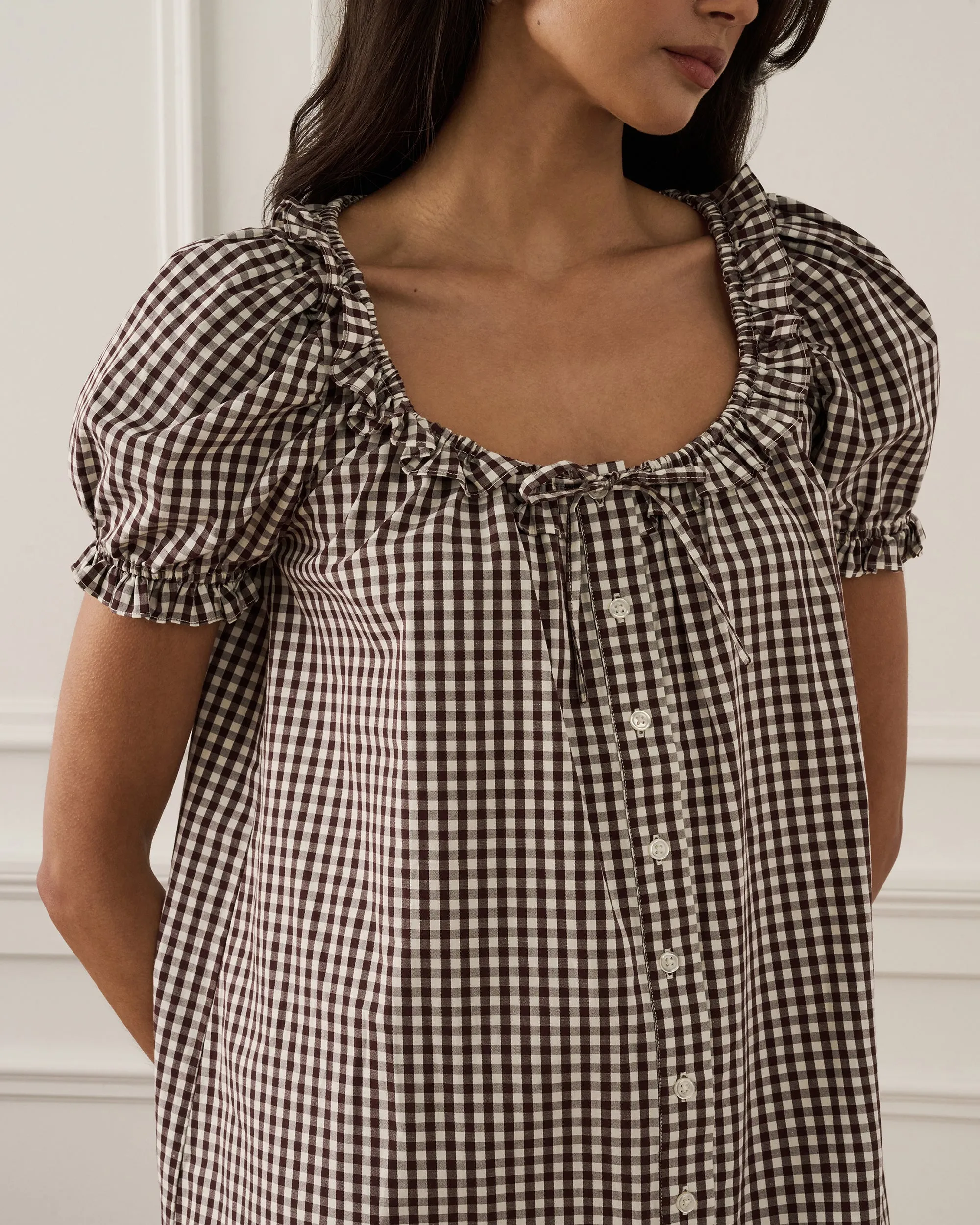Puff Sleeve Button Up Mini Dress sold by WeWoreWhat product image thumbnail 5