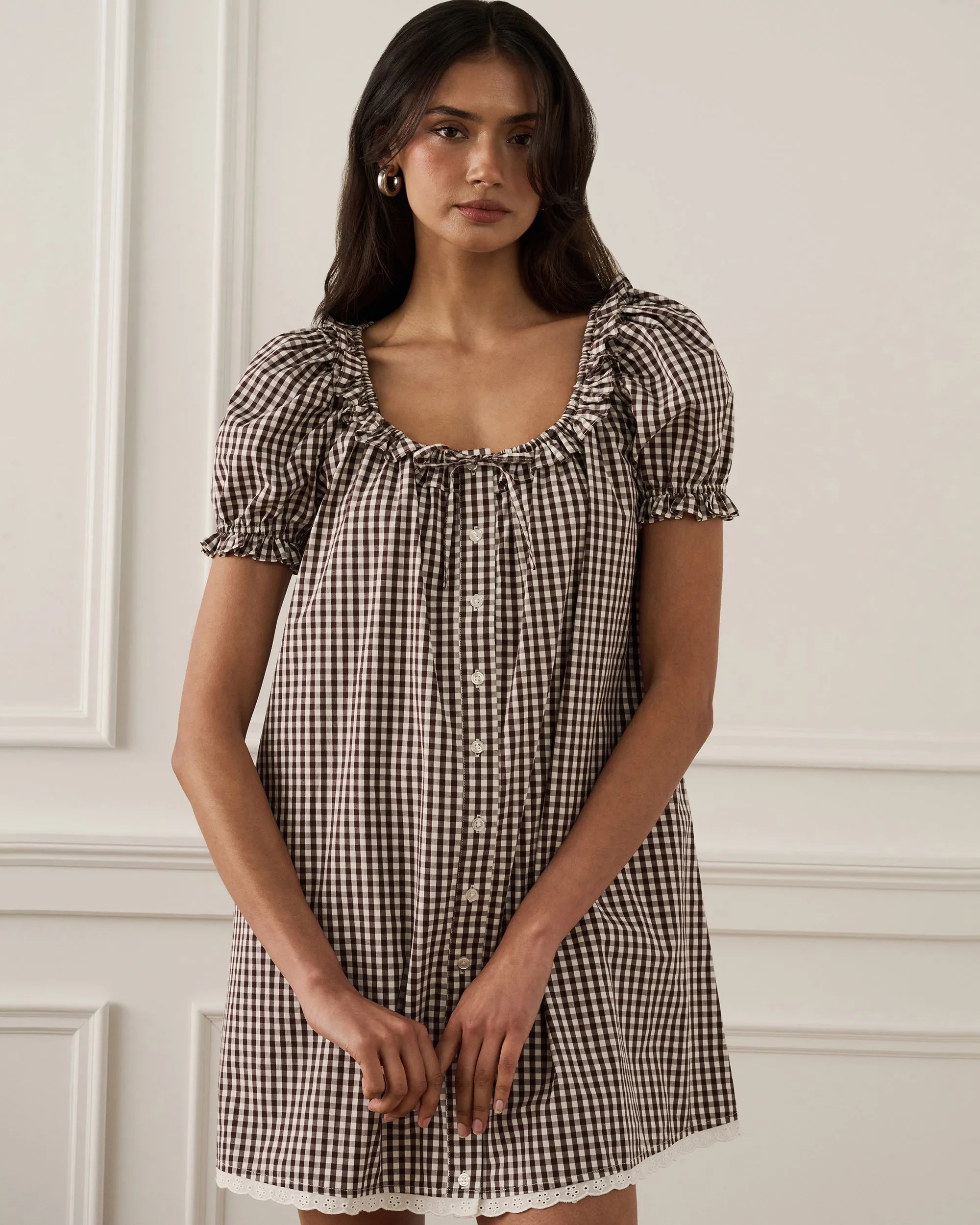 Puff Sleeve Button Up Mini Dress sold by WeWoreWhat product image thumbnail 2