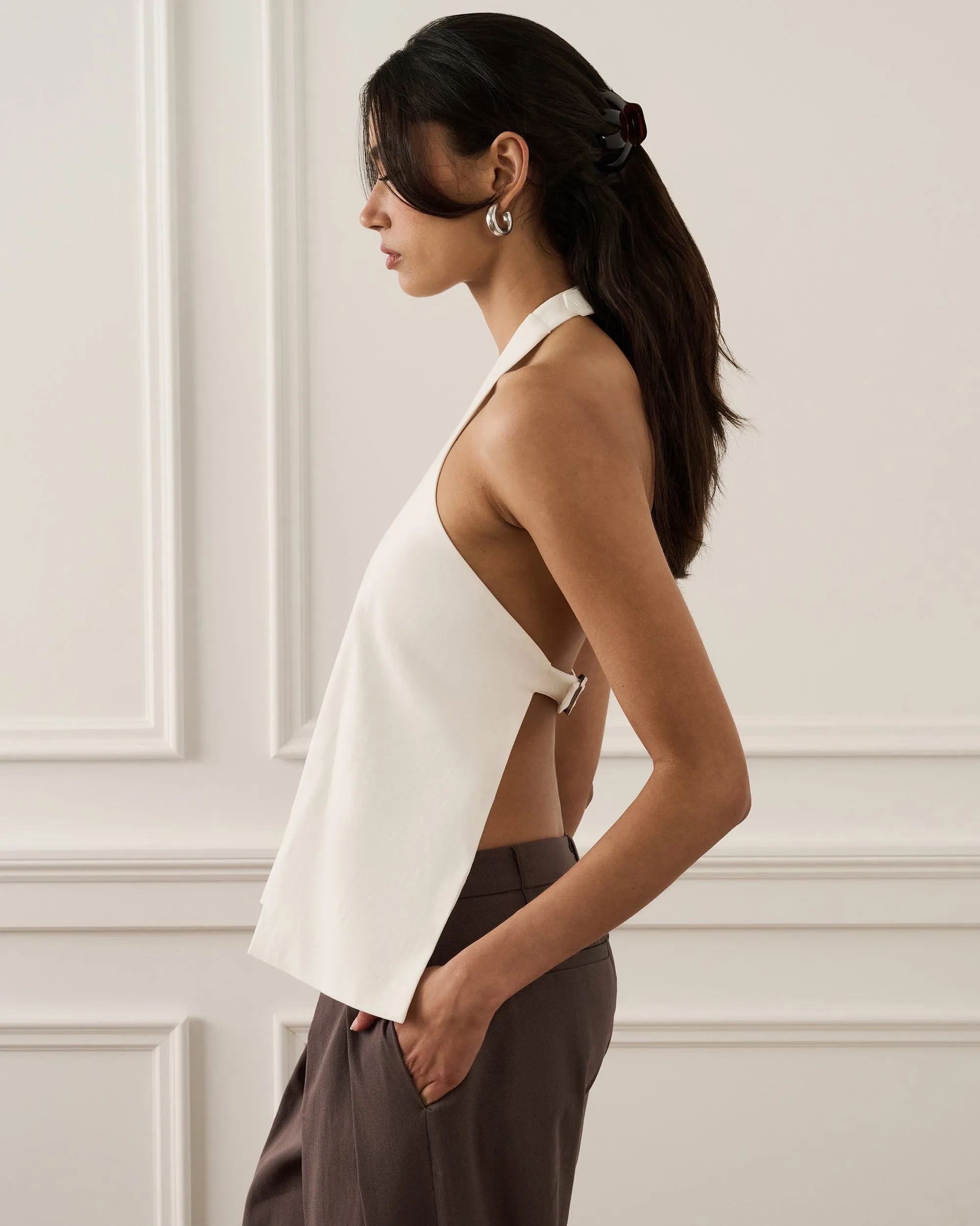 Buckle Back Halter Top - White sold by WeWoreWhat product image thumbnail 5