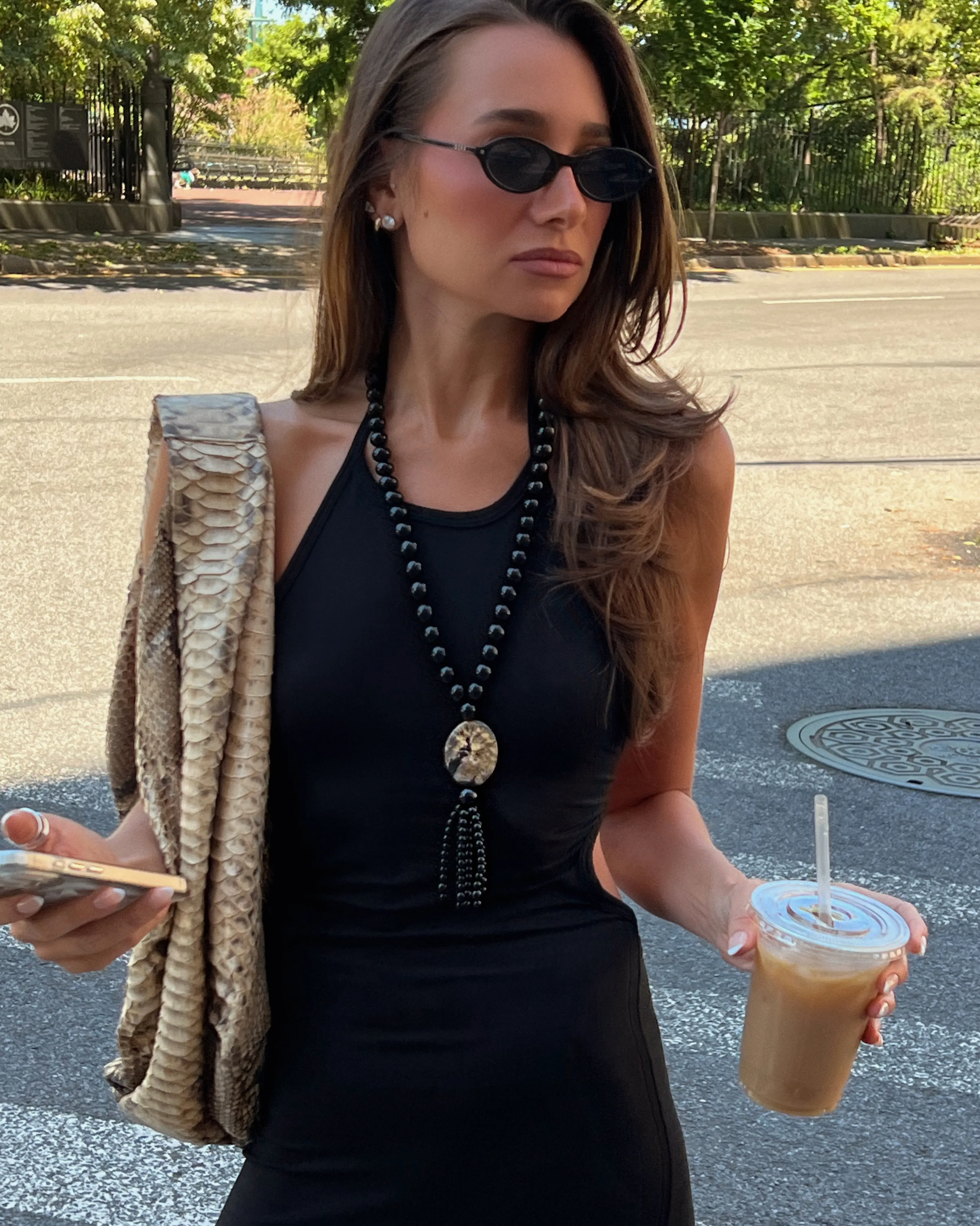 Black Beaded Tassel Necklace sold by WeWoreWhat product image thumbnail 4