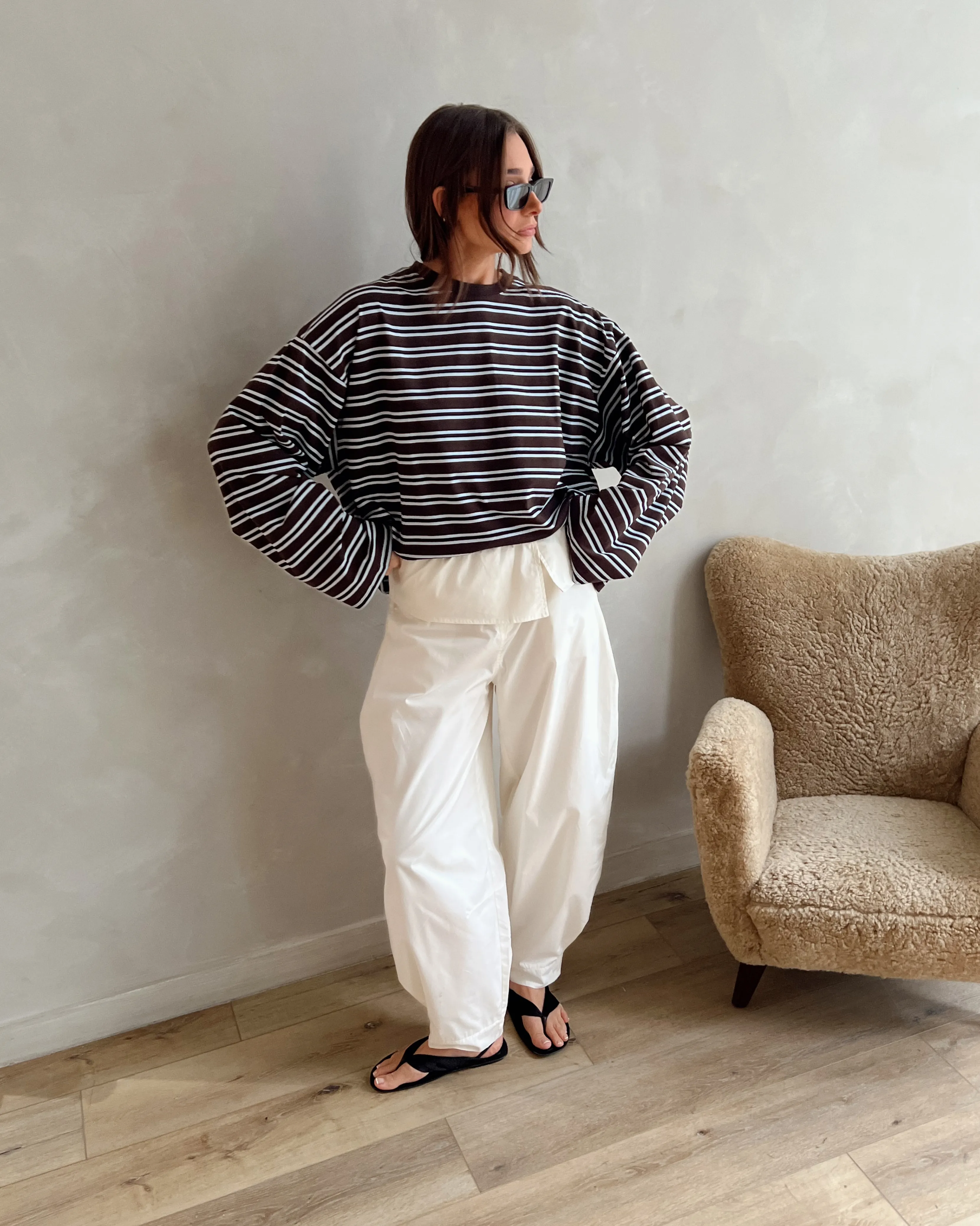Boxy Oversized Striped Crew Neck Top sold by WeWoreWhat