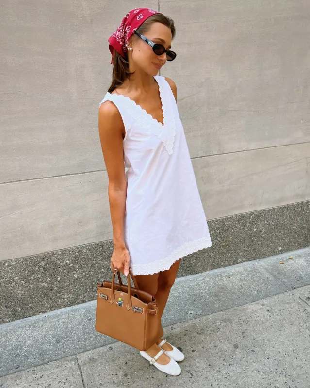 V-Neck Lace Poplin Mini Dress made by WeWoreWhat