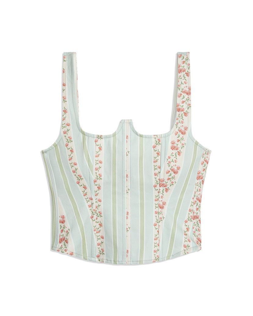Seamed Victorian Floral Stripe Corset sold by WeWoreWhat