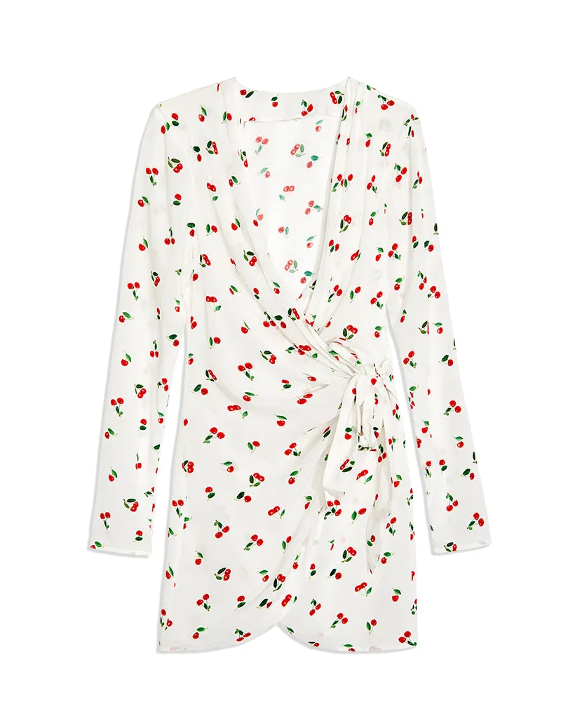 Cowl Neck Cherries Mini Wrap Dress sold by WeWoreWhat product image thumbnail 2
