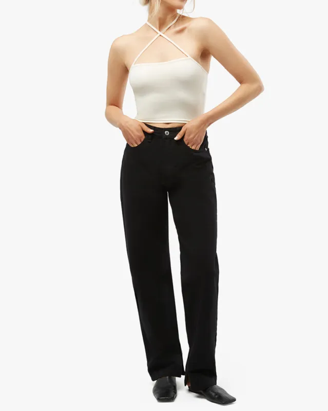 Mom Comfort Stretch Slit Straight Jean sold by WeWoreWhat
