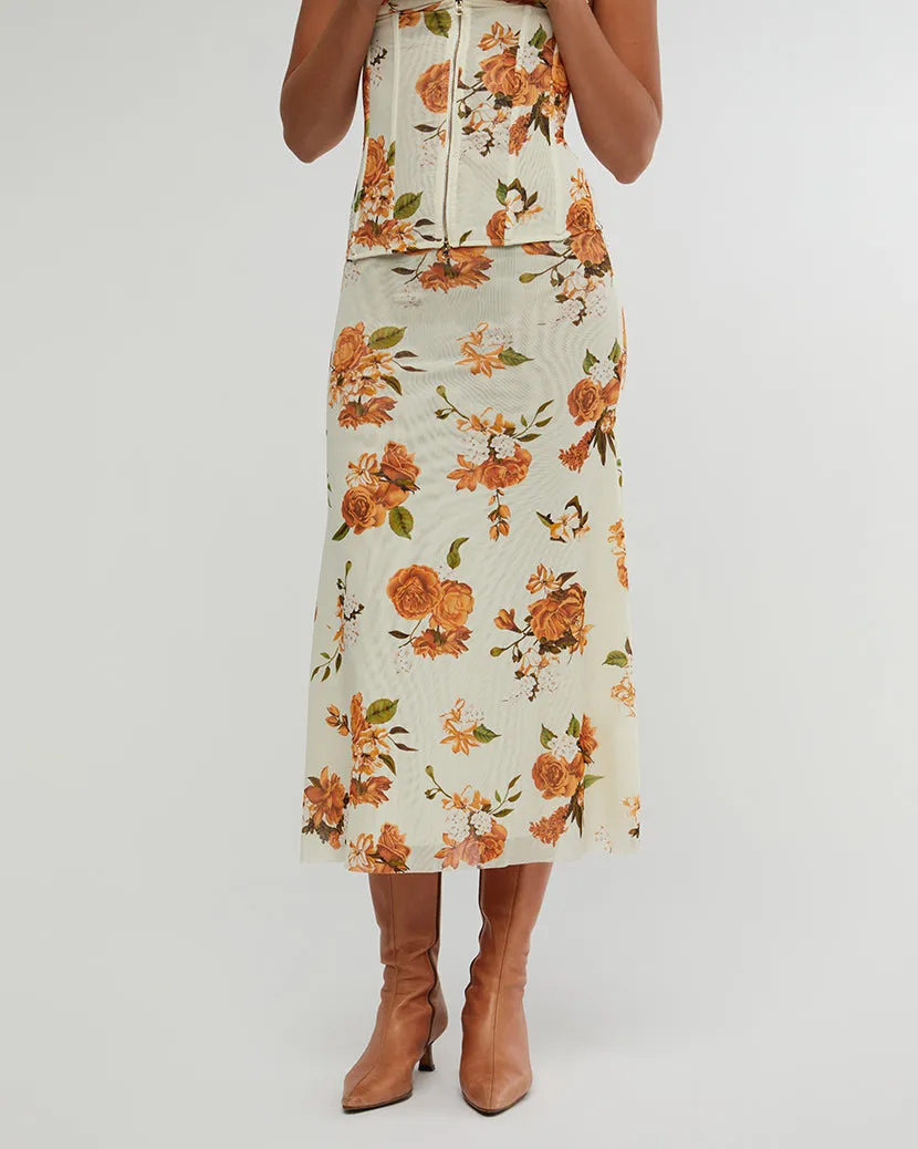 Neutral Floral Midi Skirt sold by WeWoreWhat