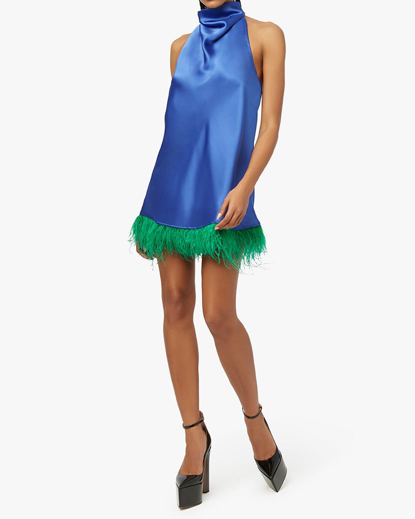 Feather Halter Satin Charmeuse Mini Dress sold by WeWoreWhat product image thumbnail 7