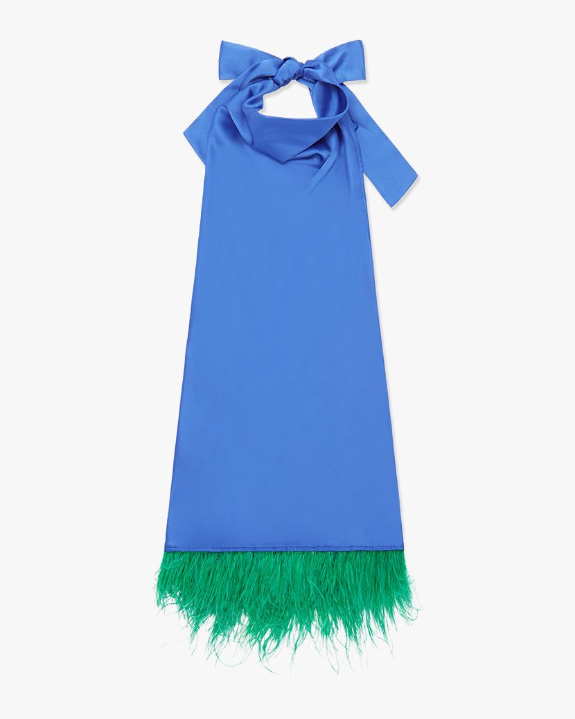 Feather Halter Satin Charmeuse Mini Dress sold by WeWoreWhat product image thumbnail 2