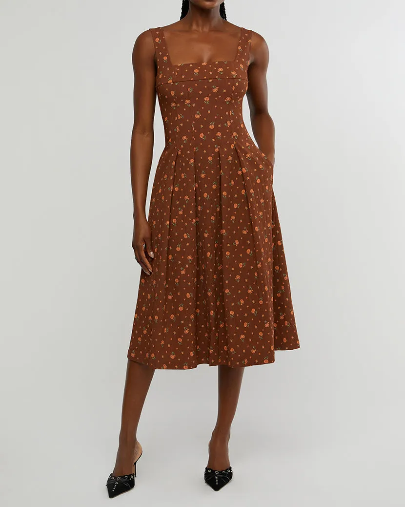 Corset Pleated Ditsy Floral Midi Dress sold by WeWoreWhat