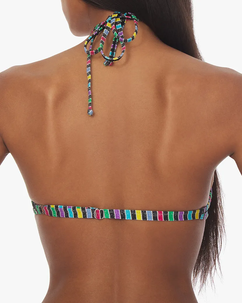 High Neck Halter Lurex Stripe Bikini Top sold by WeWoreWhat product image thumbnail 5