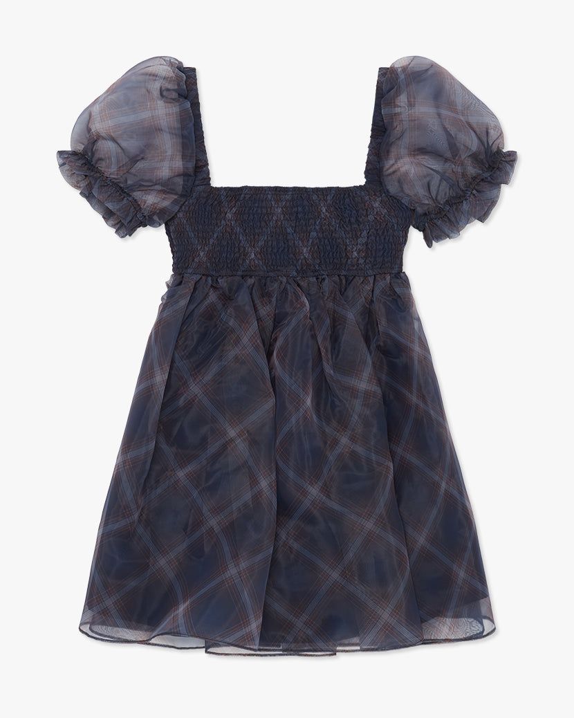 Puff Sleeve Organza Diagonal Plaid Mini Dress sold by WeWoreWhat product image thumbnail 2