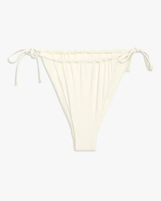 Ruched String Bikini Bottom sold by WeWoreWhat