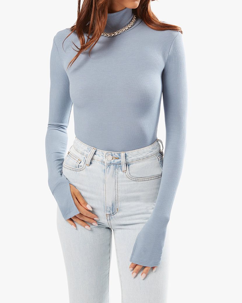 Turtle Neck Brushed Rib Bodysuit sold by WeWoreWhat