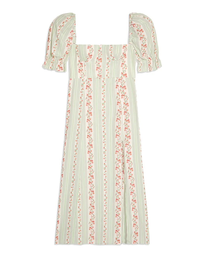 Puff Sleeve Victorian Floral Stripe Midi Dress sold by WeWoreWhat product image thumbnail 2