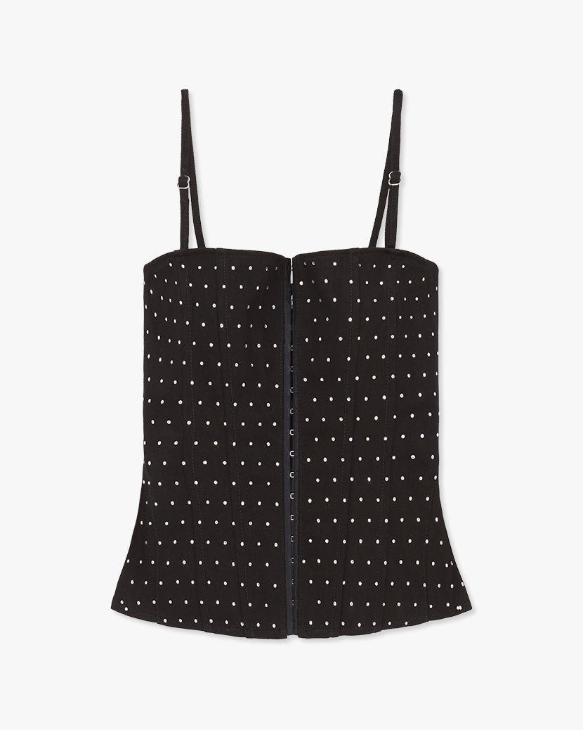 Mesh Denim Twill Rhinestone Peplum Corset sold by WeWoreWhat product image thumbnail 2