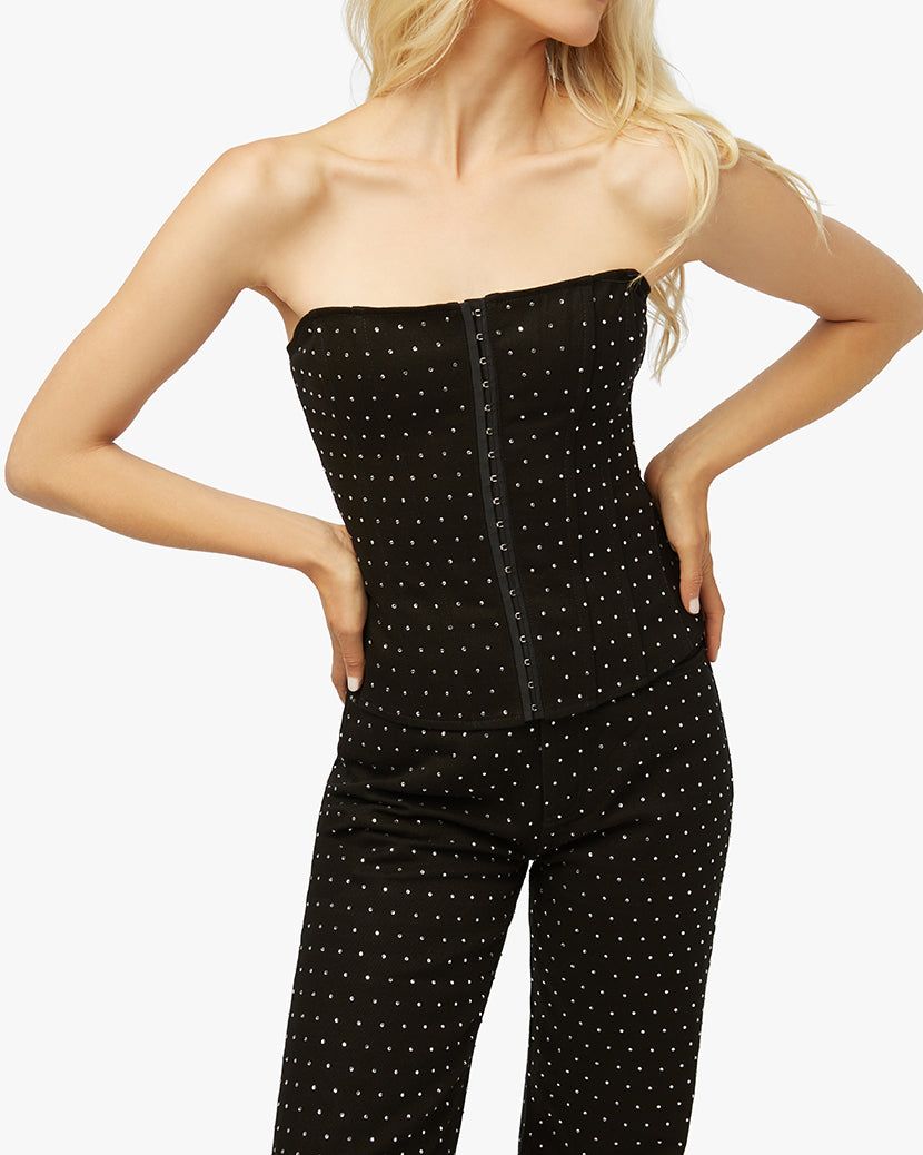 Mesh Denim Twill Rhinestone Peplum Corset sold by WeWoreWhat product image thumbnail 4