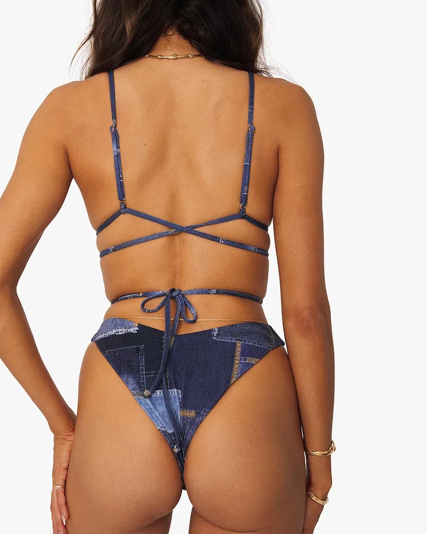 Delilah Denim Patchwork Bikini Bottom sold by WeWoreWhat product image thumbnail 5