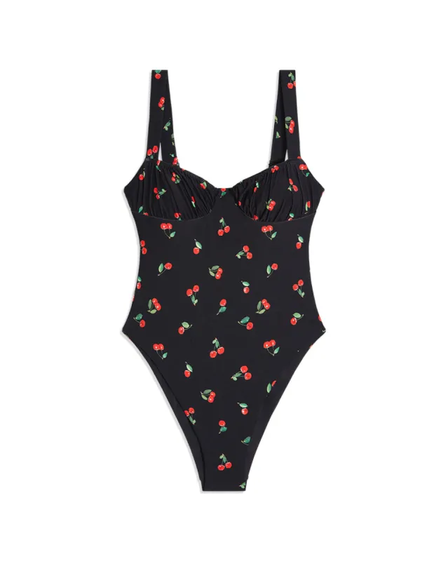 Ruched Cup Cherries One Piece sold by WeWoreWhat