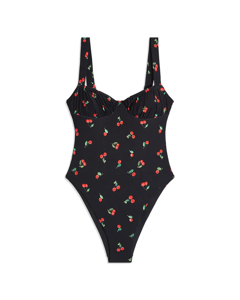 Ruched Cup Cherries One Piece sold by WeWoreWhat