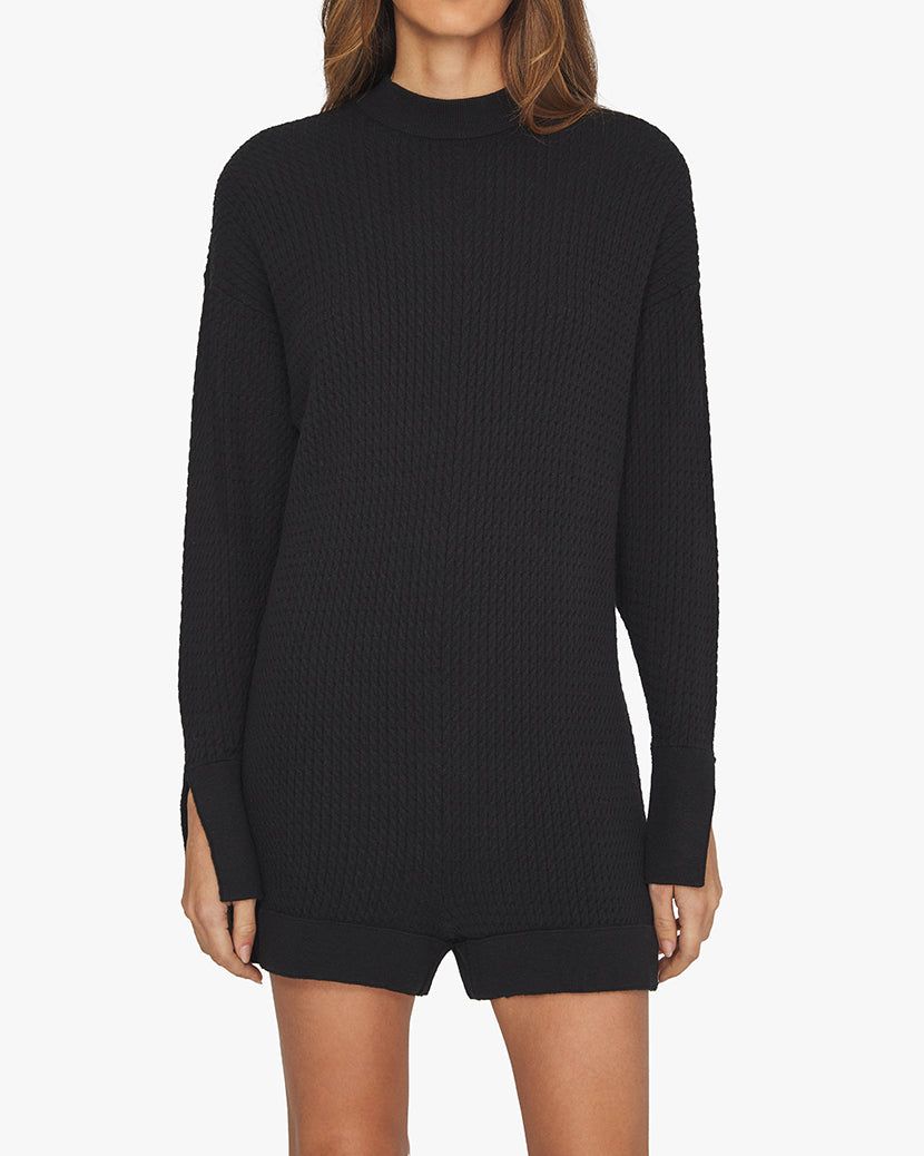 Mock Neck Cable Knit Sweater Romper sold by WeWoreWhat product image thumbnail 4