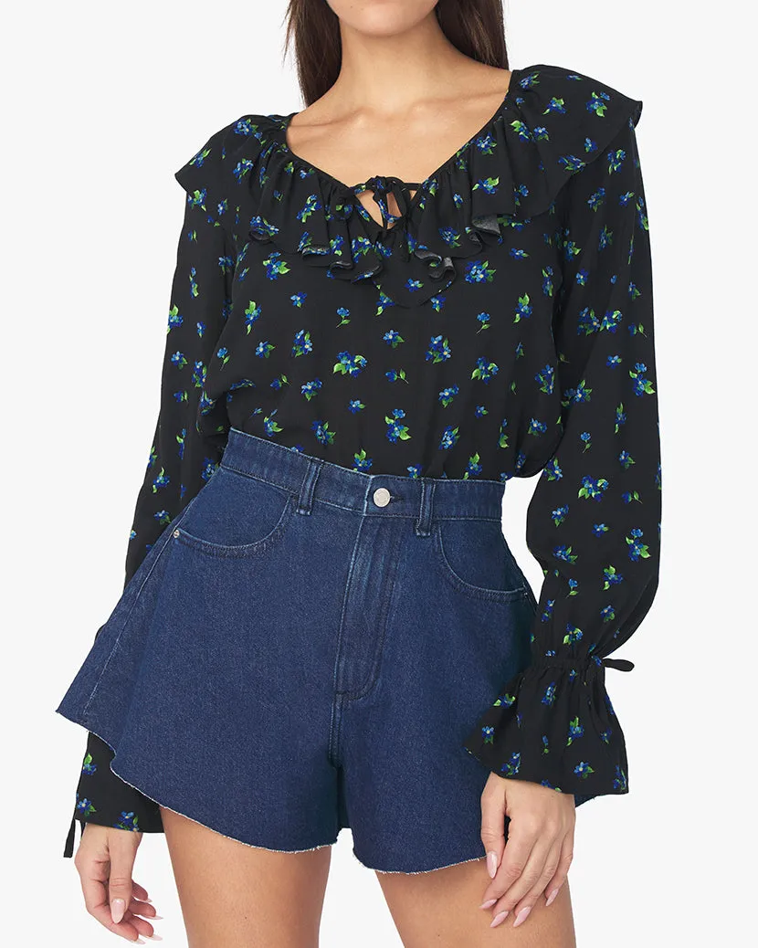 Ruffle Watercolor Ditsy Blouse sold by WeWoreWhat