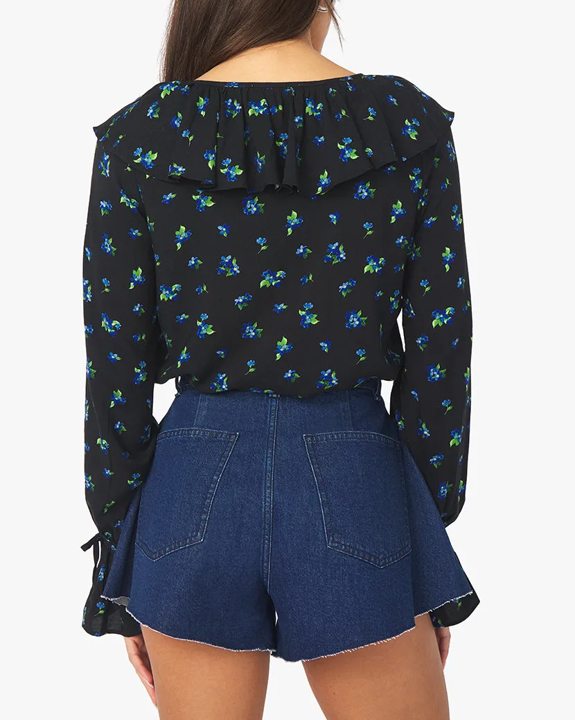 Ruffle Watercolor Ditsy Blouse sold by WeWoreWhat product image thumbnail 4