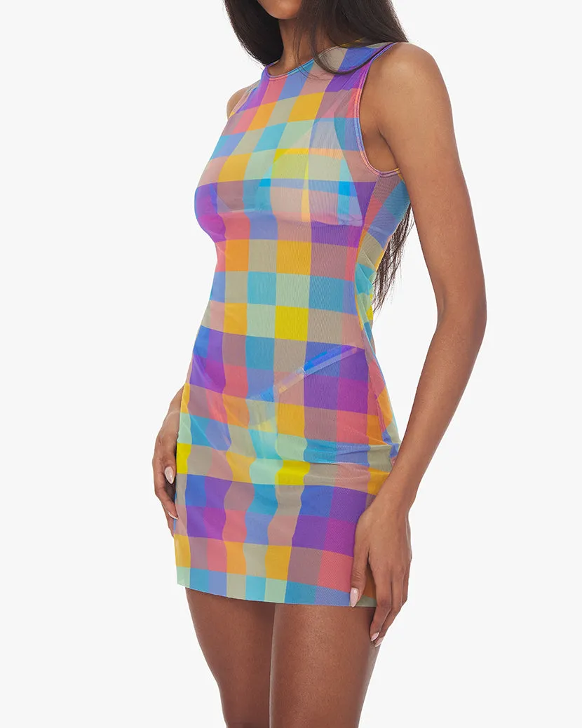 Mesh Oversized Gingham Muscle Tank Dress sold by WeWoreWhat