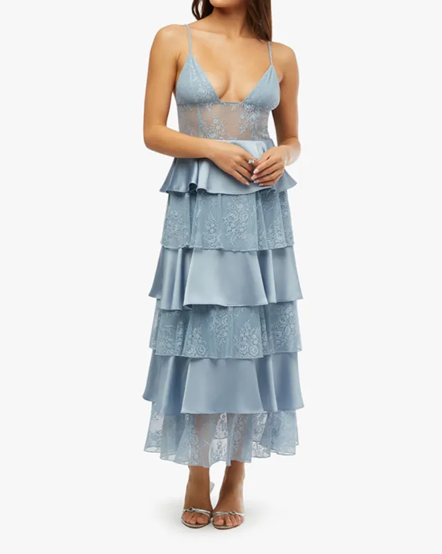 Tiered Lace Midi Dress sold by WeWoreWhat